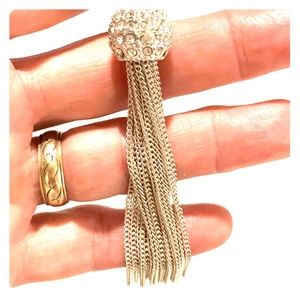 Long sparkling , shiny,silver tone necklace